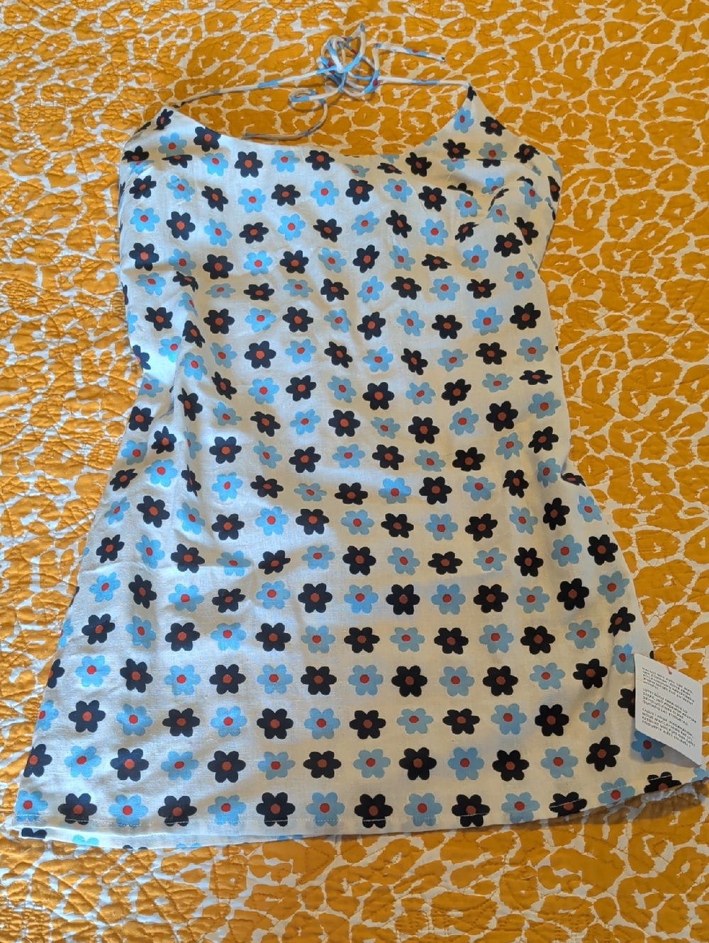 ASOS White Midi Dress with Blue and Black Floral Print
